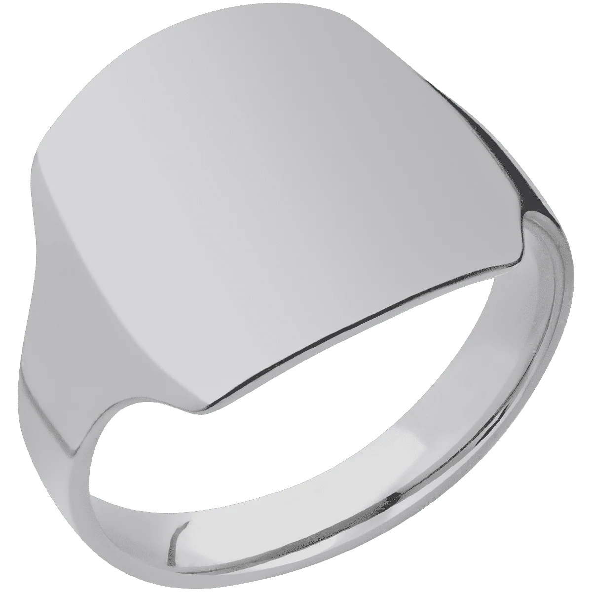 Large Cushion signet ring (18x18mm) in Titanium, with a Cigar style band. - Image 2