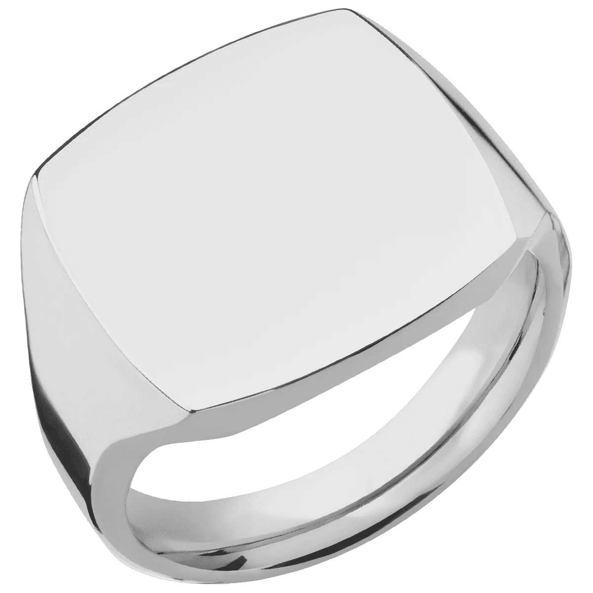 Large Cushion signet ring (18x18mm) in Titanium, with a Thin style band. - Image 2