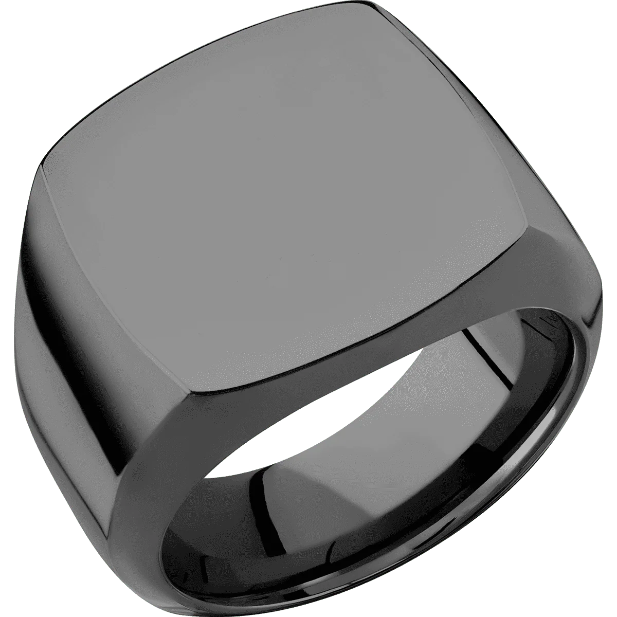Large Cushion signet ring (18x18mm) in Zirconium, with a Wide style band. - Image 2