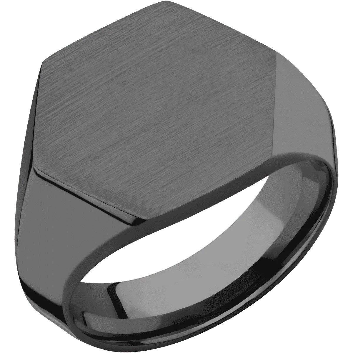 Large Hexagon signet ring (18.5x16mm) in Zirconium, with a Wide style band. - Image 2