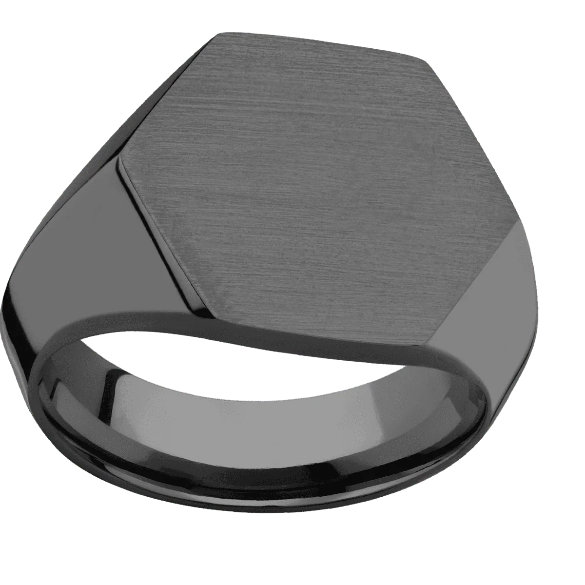 Large Hexagon signet ring (18.5x16mm) in Zirconium, with a Wide style band. - Image 3