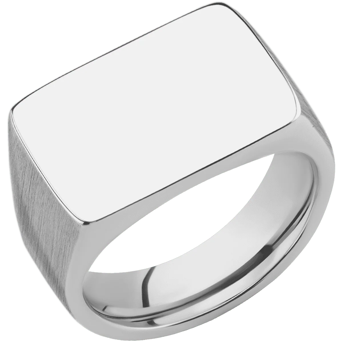 Large Horizontal Rectangle signet ring (20x14.5mm) in Cobalt Chrome, with a Wide style band. - Image 2