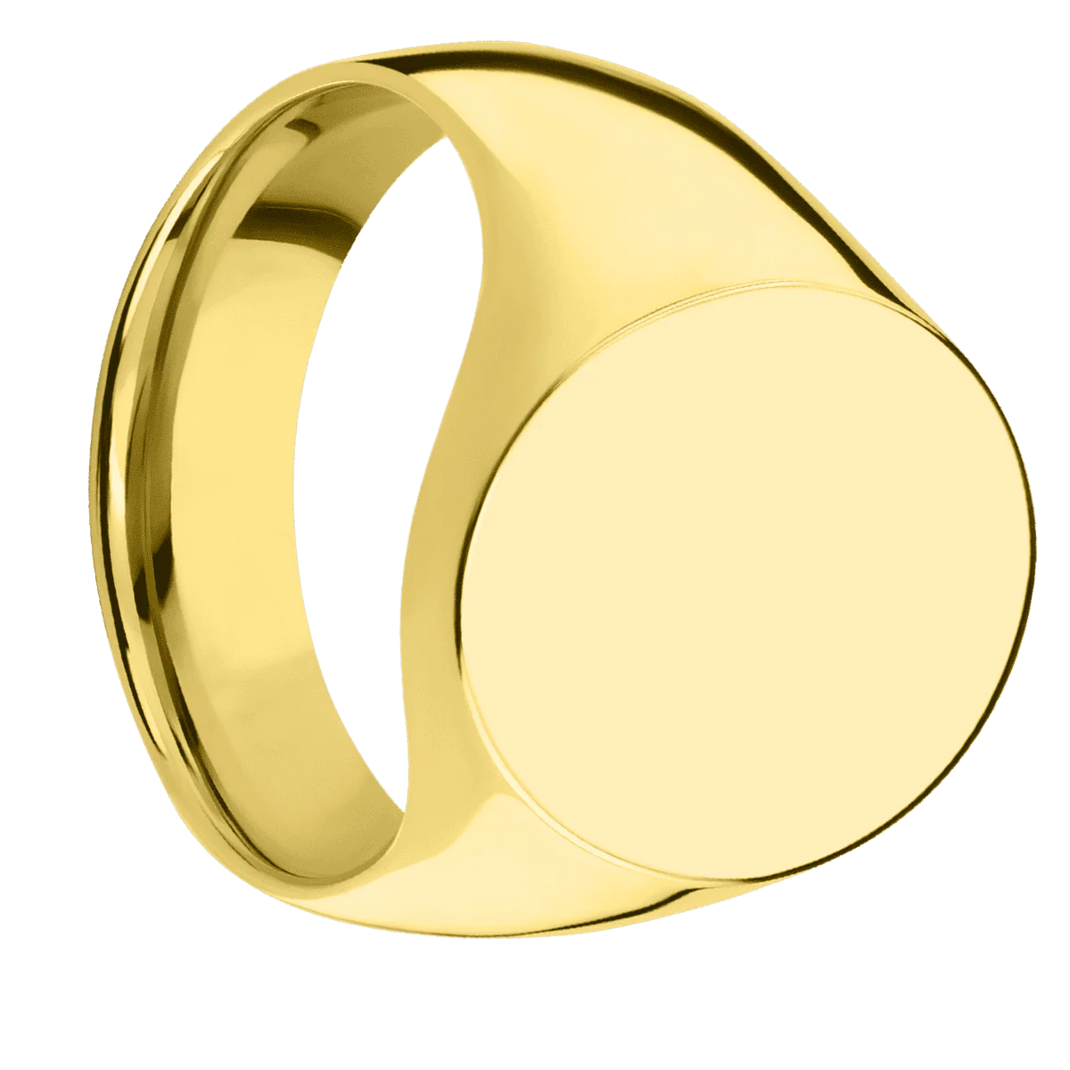 Large Oval signet ring (20x16mm) in 18K Yellow Gold, with a Wide style band.