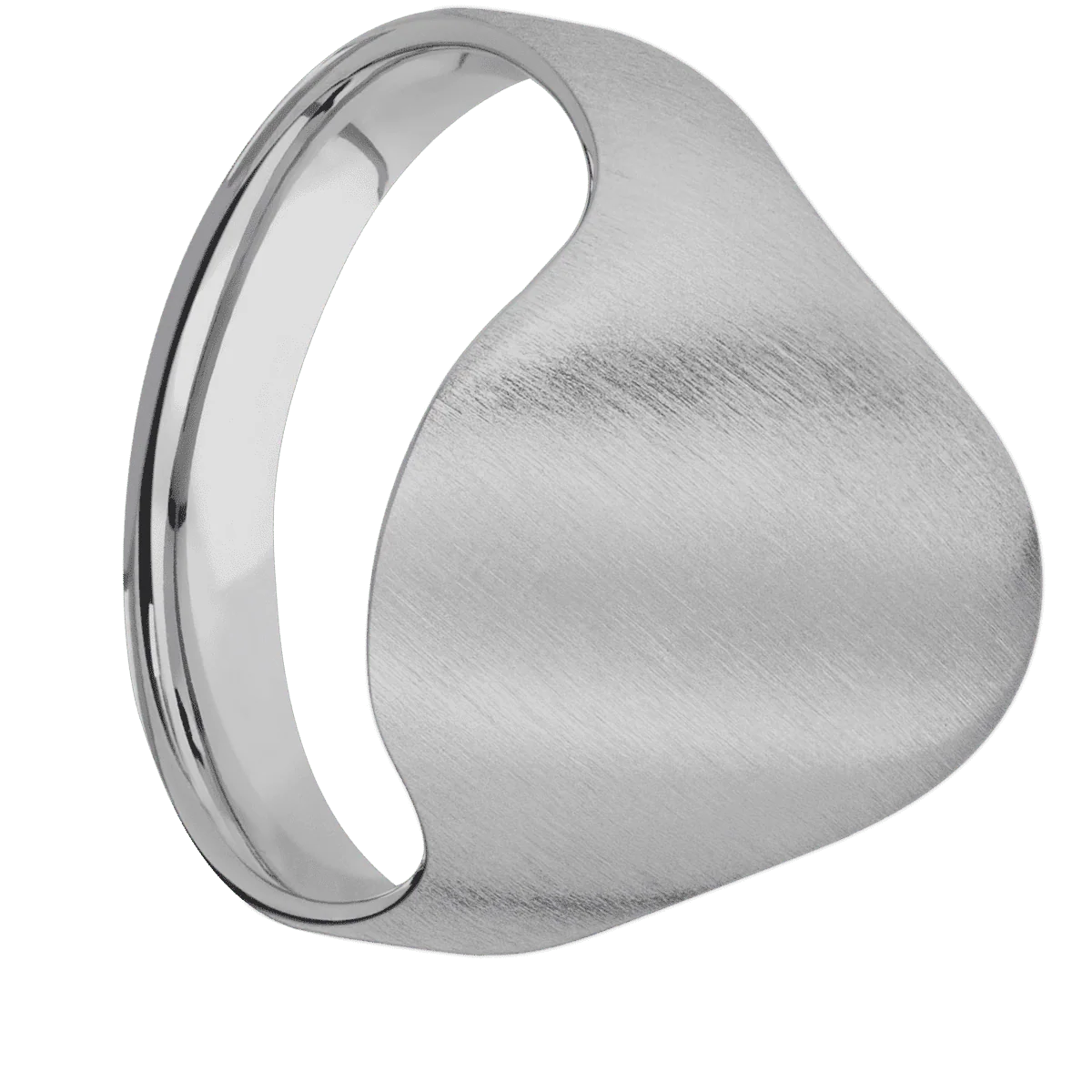 Large Oval signet ring (20x16mm) in Titanium, with a Cigar style band.