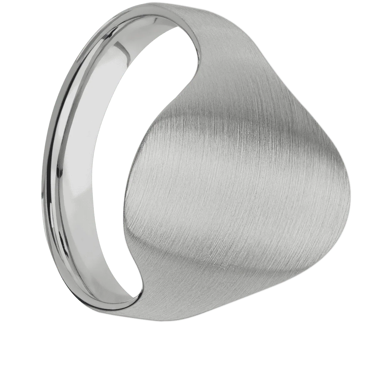 Large Oval signet ring (20x16mm) in Titanium, with a Cigar style band.