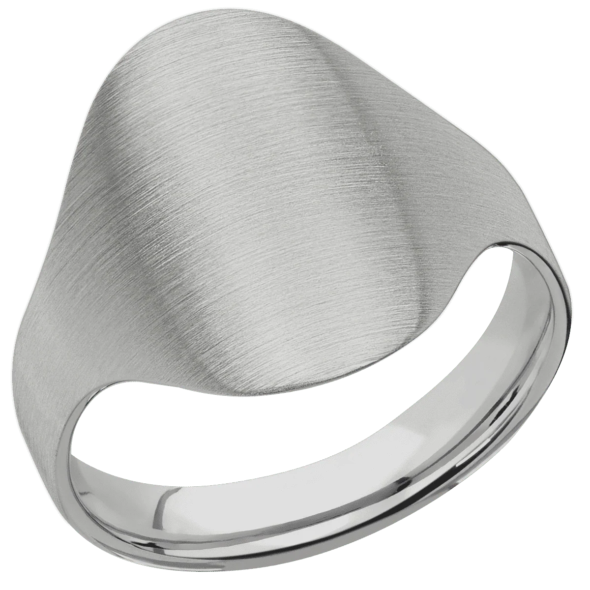 Large Oval signet ring (20x16mm) in Titanium, with a Cigar style band. - Image 2