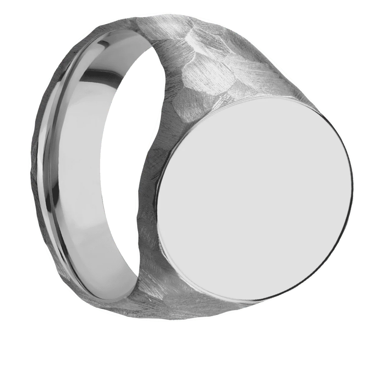 Large Oval signet ring (20x16mm) in Titanium, with a Wide style band.