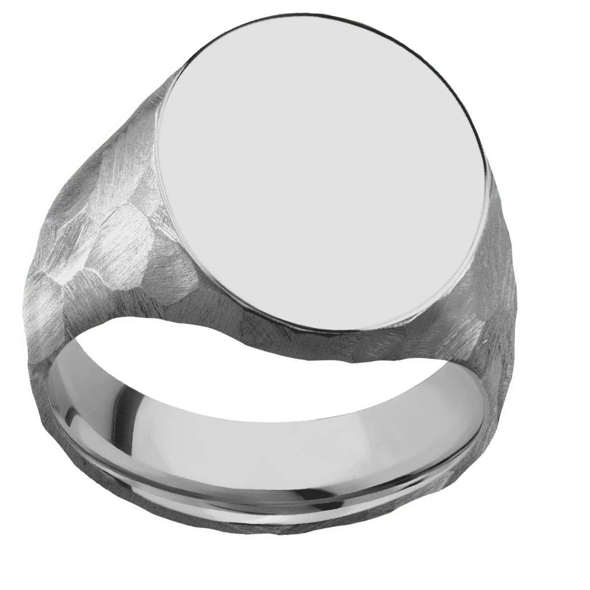 Large Oval signet ring (20x16mm) in Titanium, with a Wide style band. - Image 3