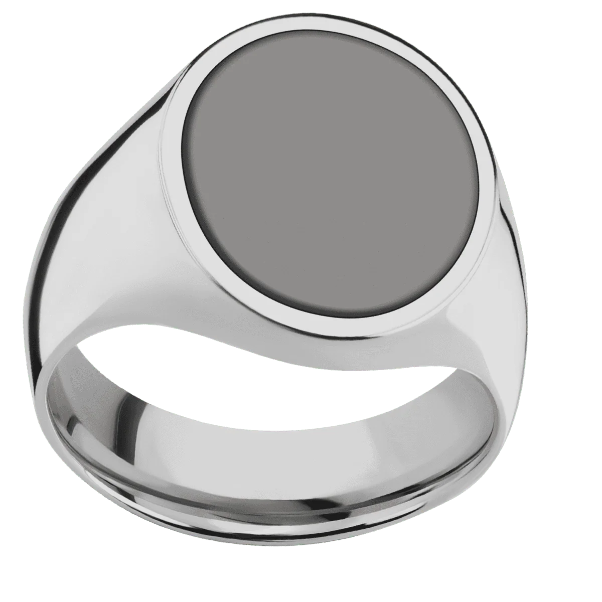 Large Oval signet ring (20x16mm) in Titanium, with a Wide style band, a Tantalum Noir inlay. - Image 3