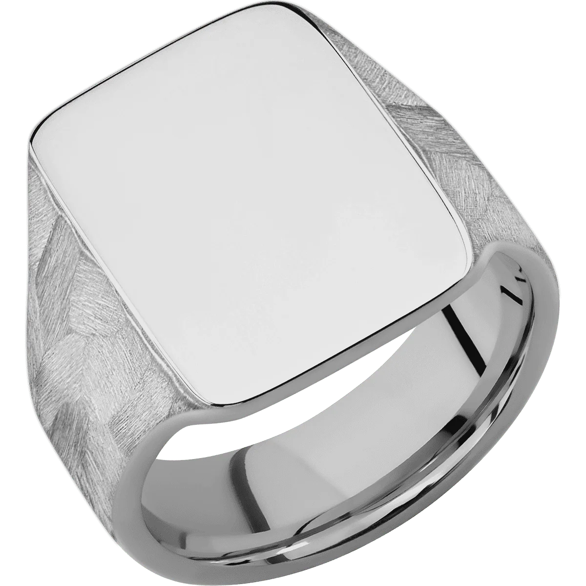 Large Rectangle signet ring (20x14.5mm) in Titanium, with a Wide style band. - Image 2