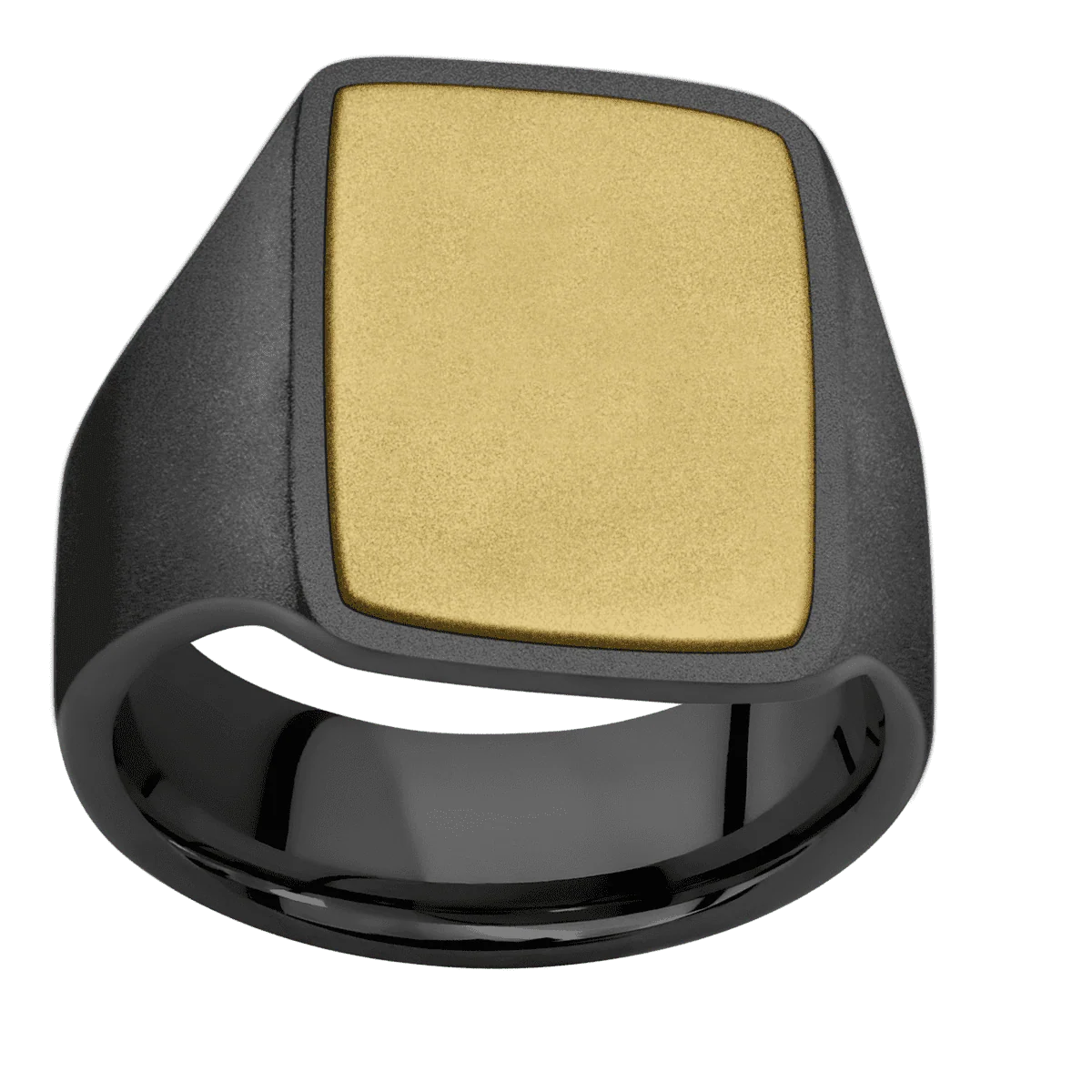 Large Rectangle signet ring (20x14.5mm) in Zirconium, with a Wide style band, a 14K Yellow Gold inlay. - Image 3