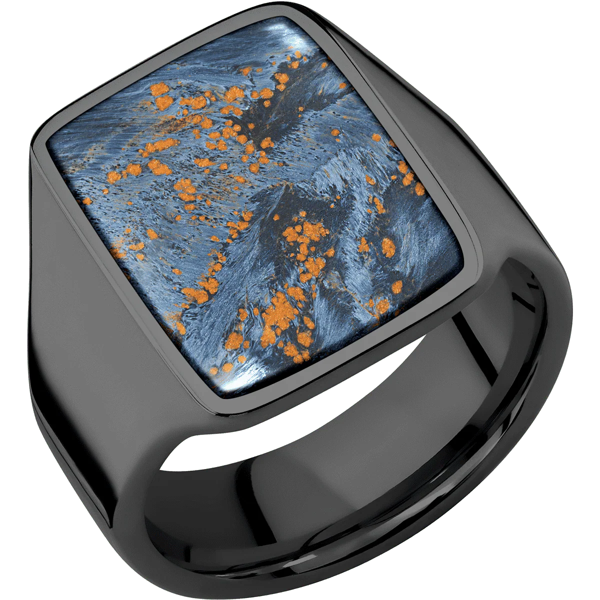 Large Rectangle signet ring (20x14.5mm) in Zirconium, with a Wide style band, a Pietersite inlay. - Image 2