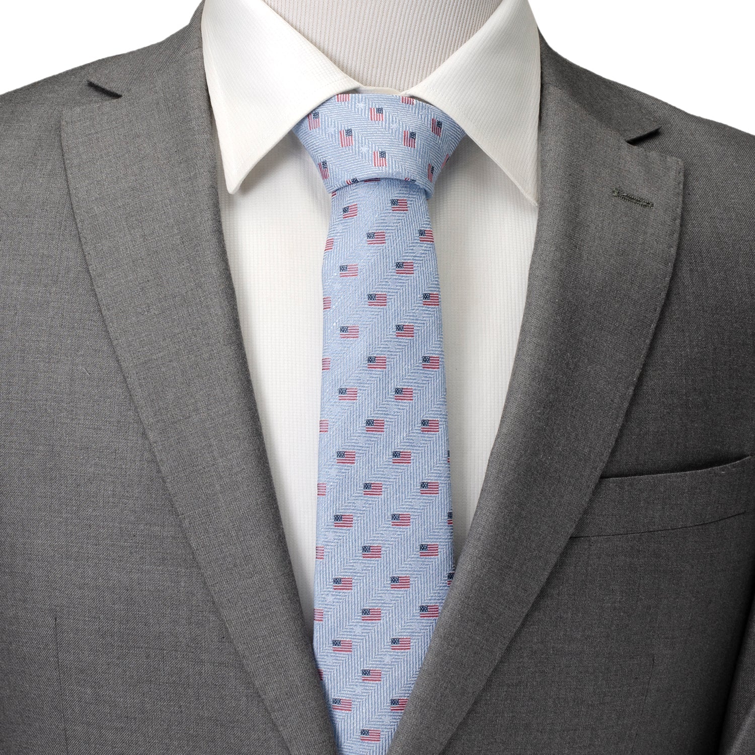 Light Blue American Flag Men's Tie - Image 2