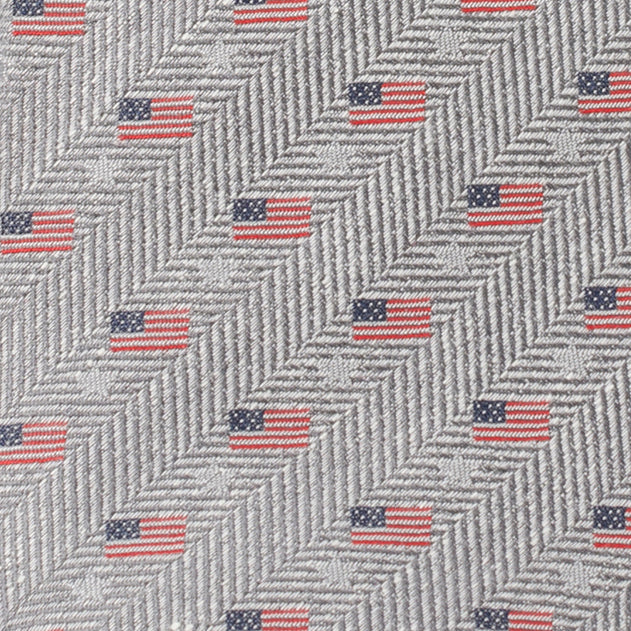 Light Gray Herringbone American Flag Men's Tie - Image 4