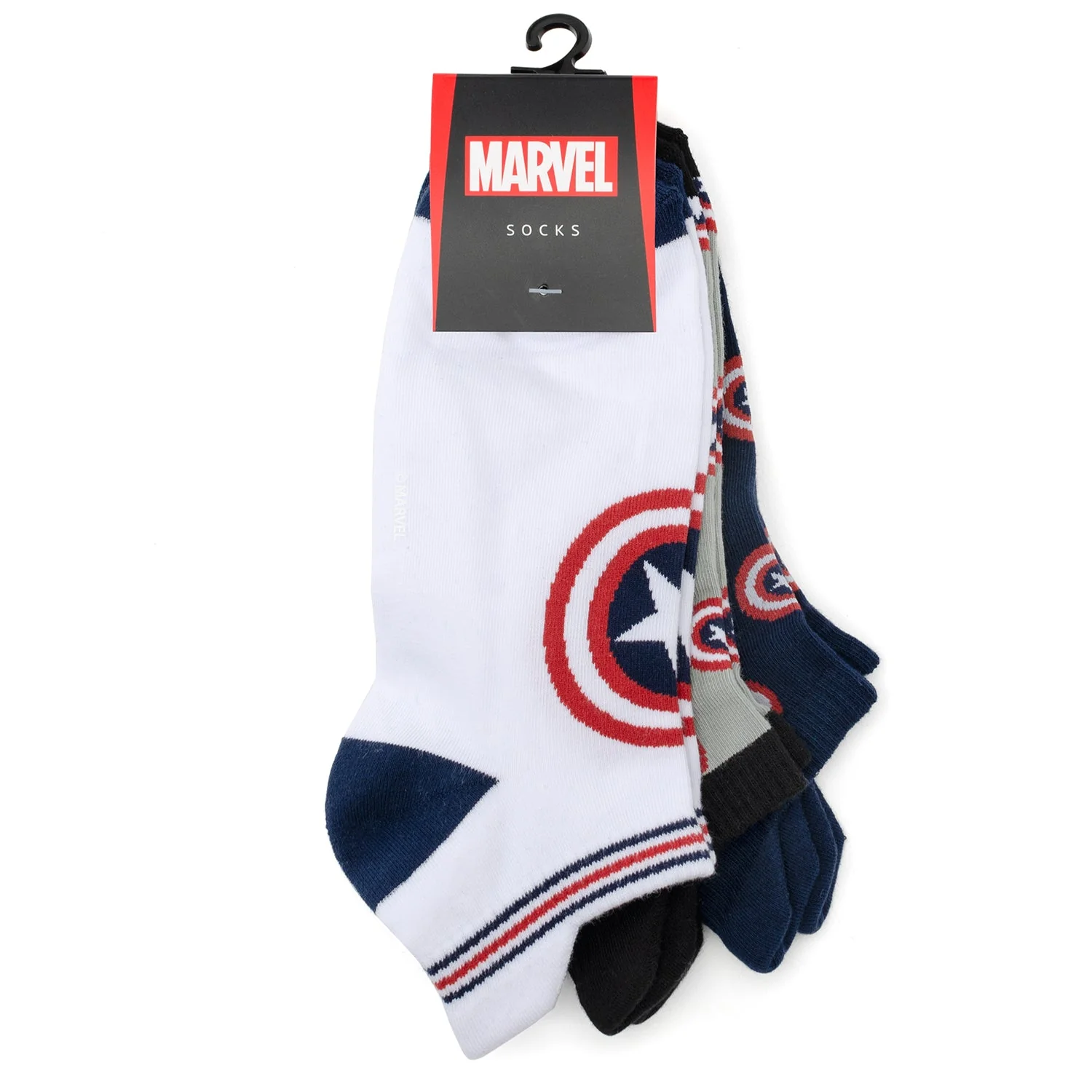 Marvel Captain America Ankle Socks 3-Pack and Lapel Pin Gift Set - Image 2