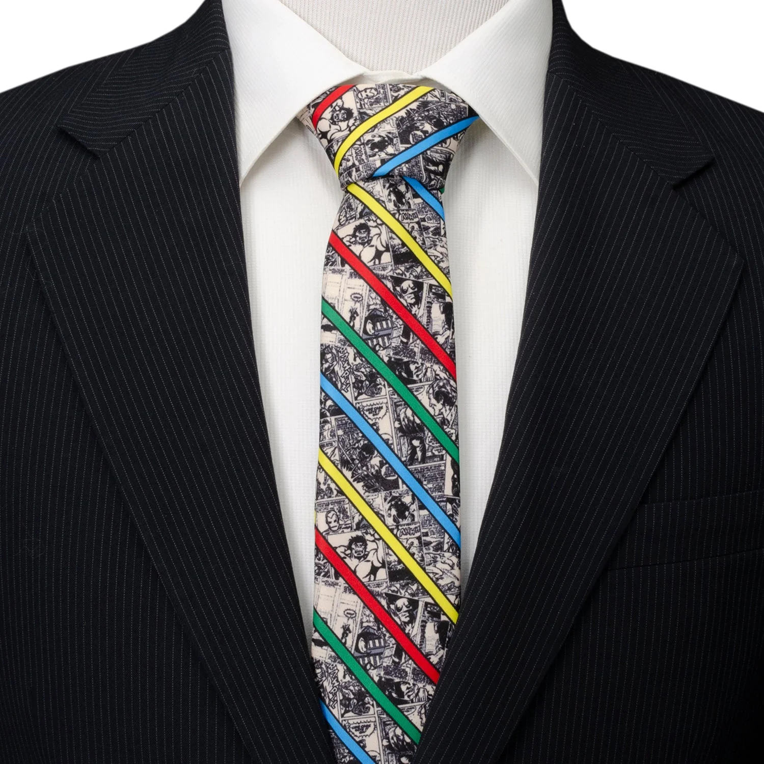 Marvel Comic Stripe Tan Men's Tie - Image 2