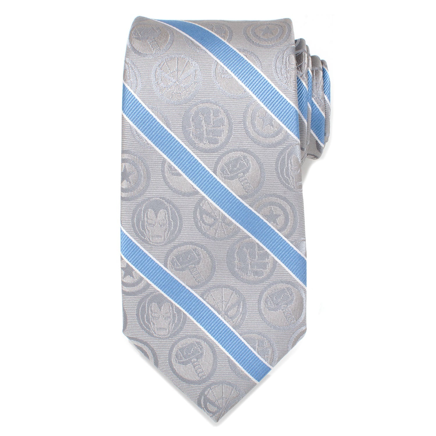Marvel Comics Gray and Blue Stripe Men's Tie - Image 3
