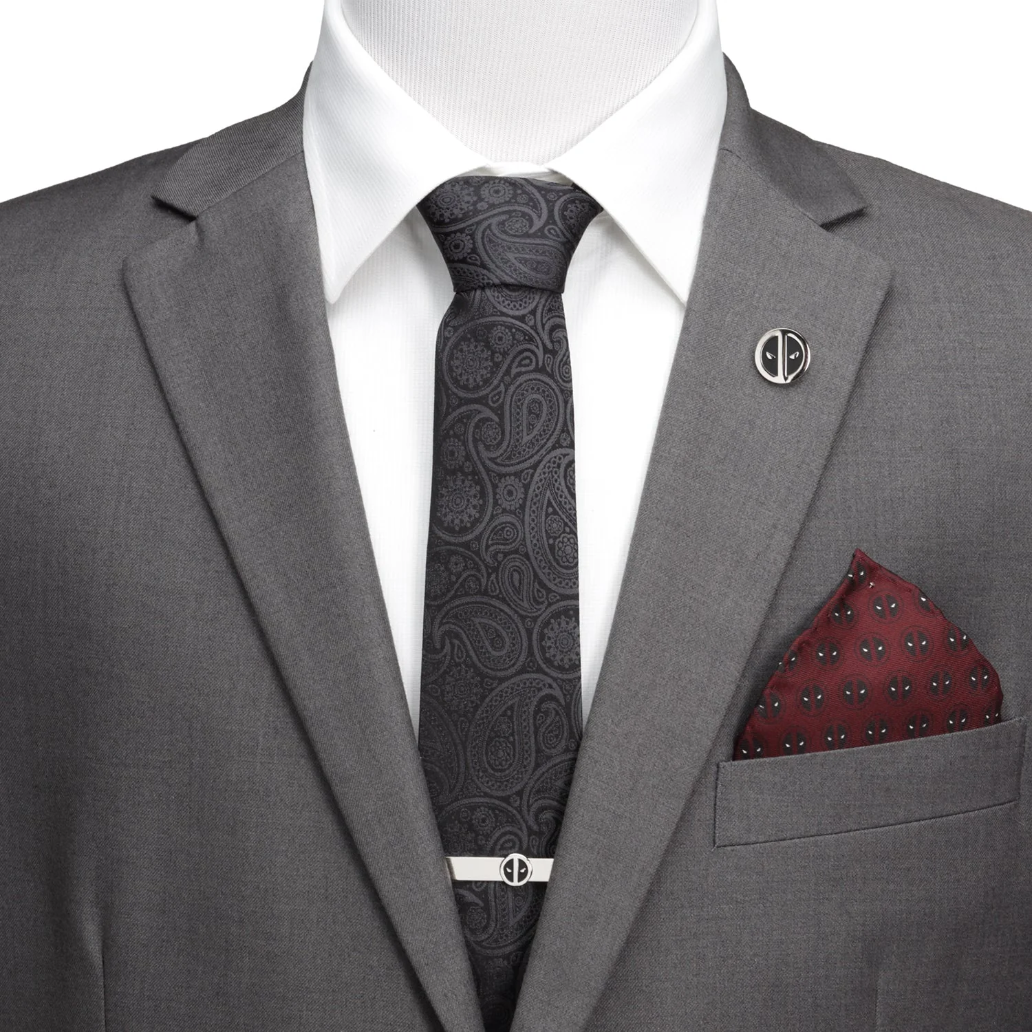 Marvel Deadpool Hidden Paisley Black Silk Men's Tie - Image 2