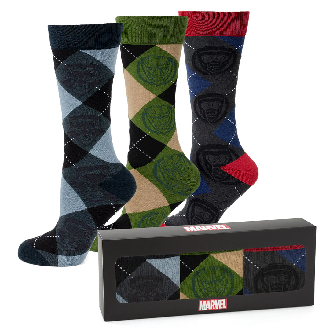 Marvel Guardians of the Galaxy Argyle 3 Sock Pack Gift Set - Image 2