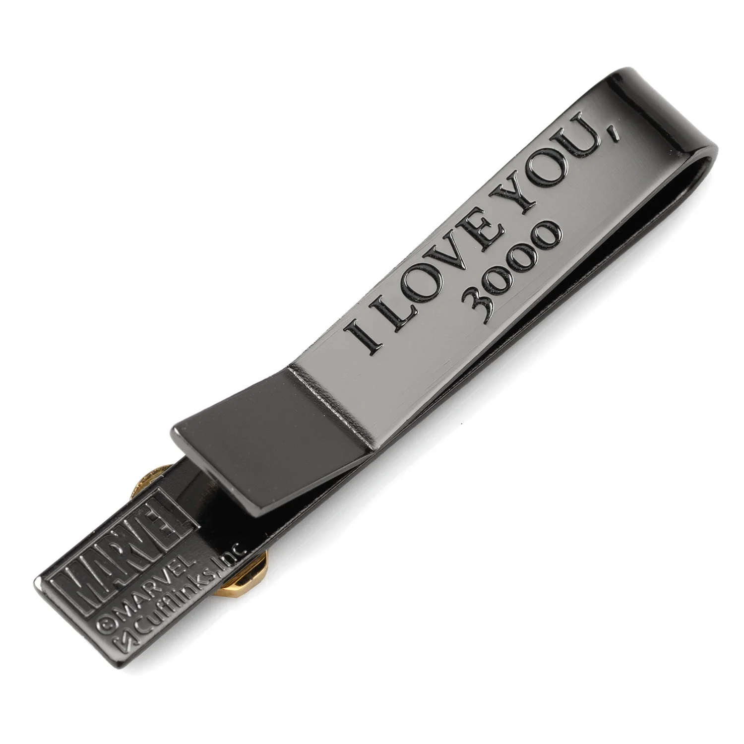 Marvel Iron Man "I Love You 3000" Gunmetal Hidden Message Tie Bar - Image 4