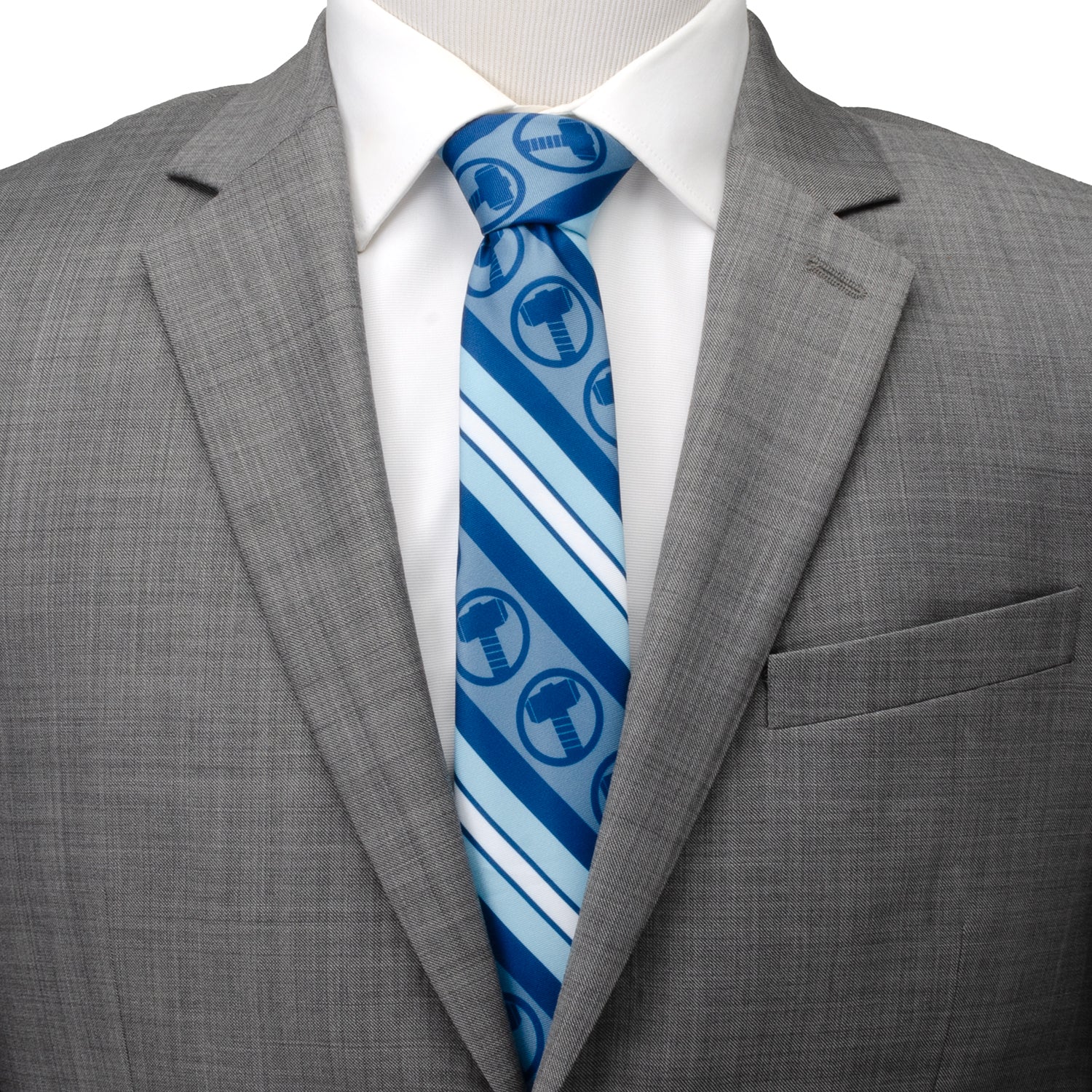 Marvel Thor Blue Striped Men's Tie - Image 2