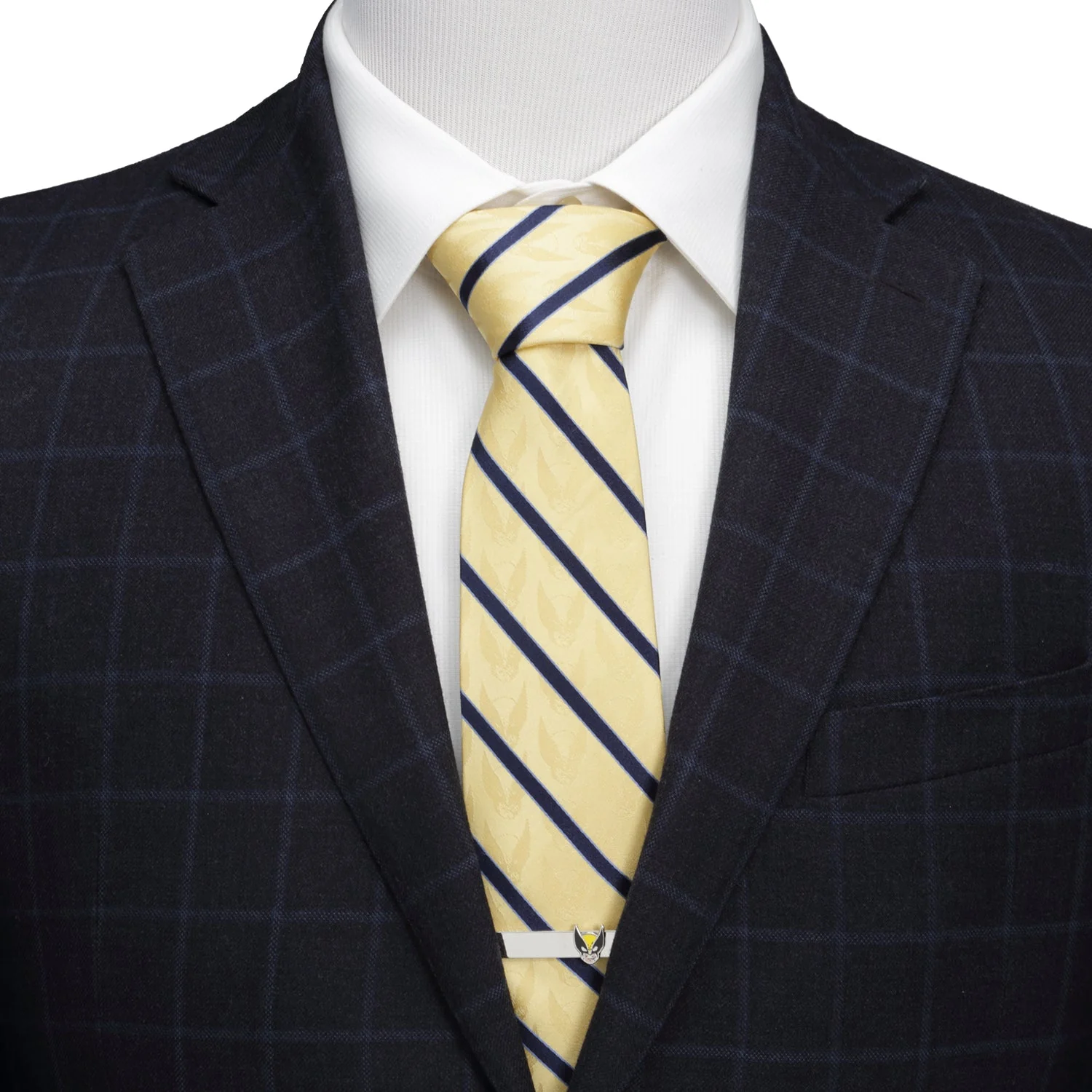 Marvel X-Men Wolverine Yellow and Navy Stripe Silk Men's Tie - Image 2