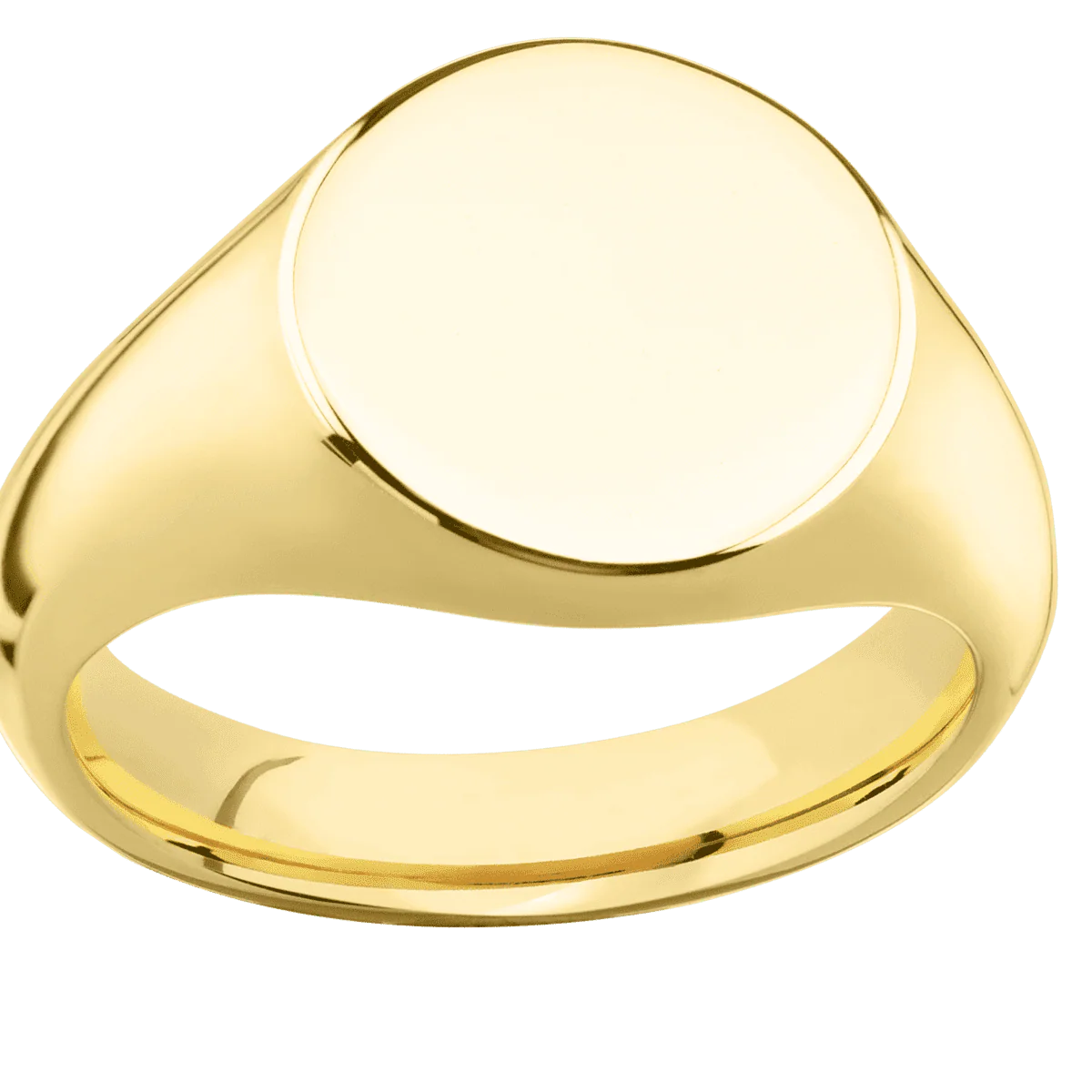 Medium Circle signet ring (14mm) in 10K Yellow Gold, with a Wide style band. - Image 3
