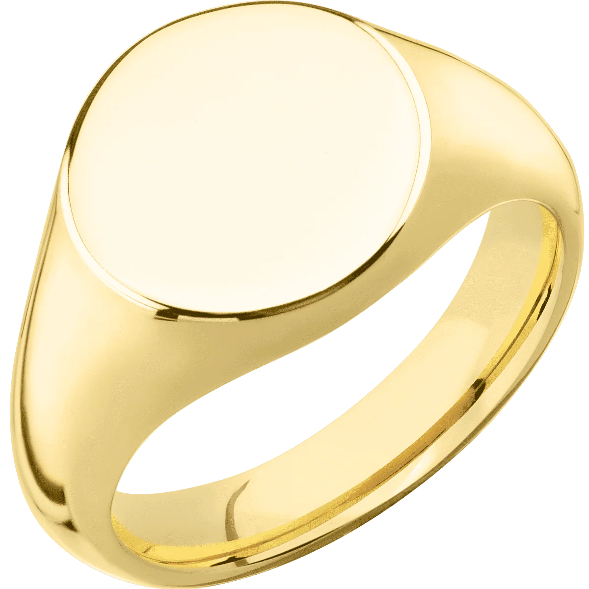 Medium Circle signet ring (14mm) in 14K Yellow Gold, with a Wide style band. - Image 2