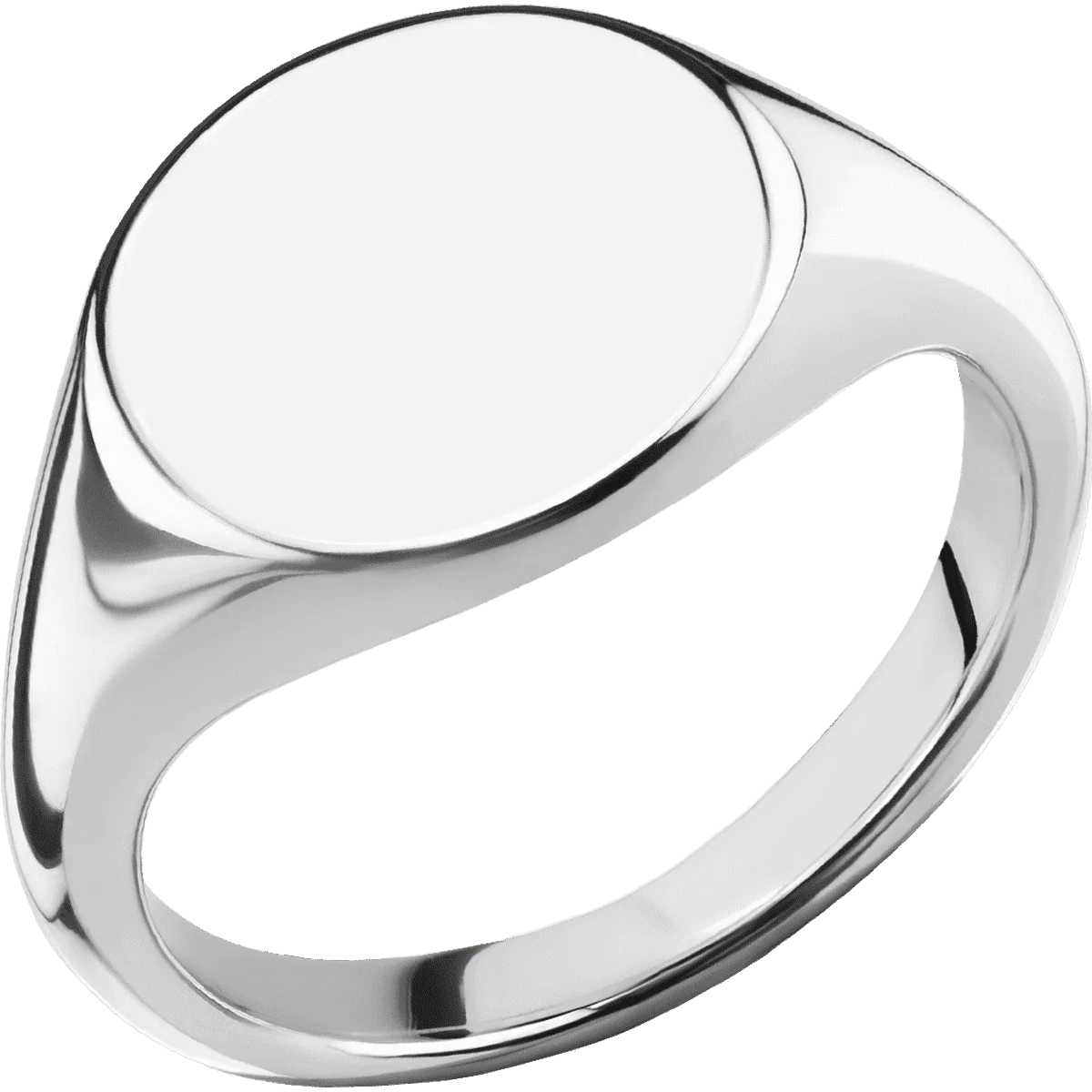 Medium Circle signet ring (14mm) in 18K White Gold, with a Thin style band. - Image 2