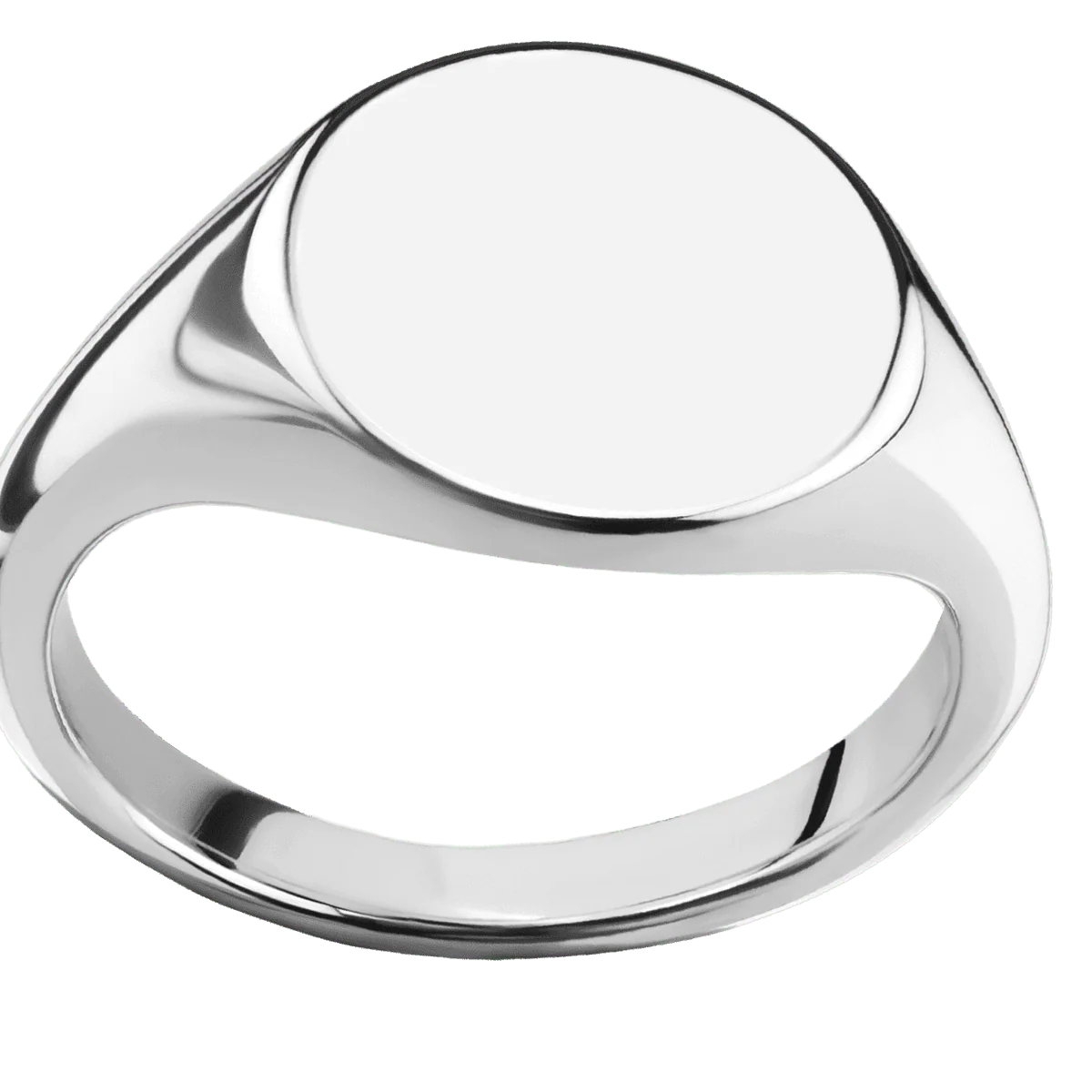 Medium Circle signet ring (14mm) in 18K White Gold, with a Thin style band. - Image 3