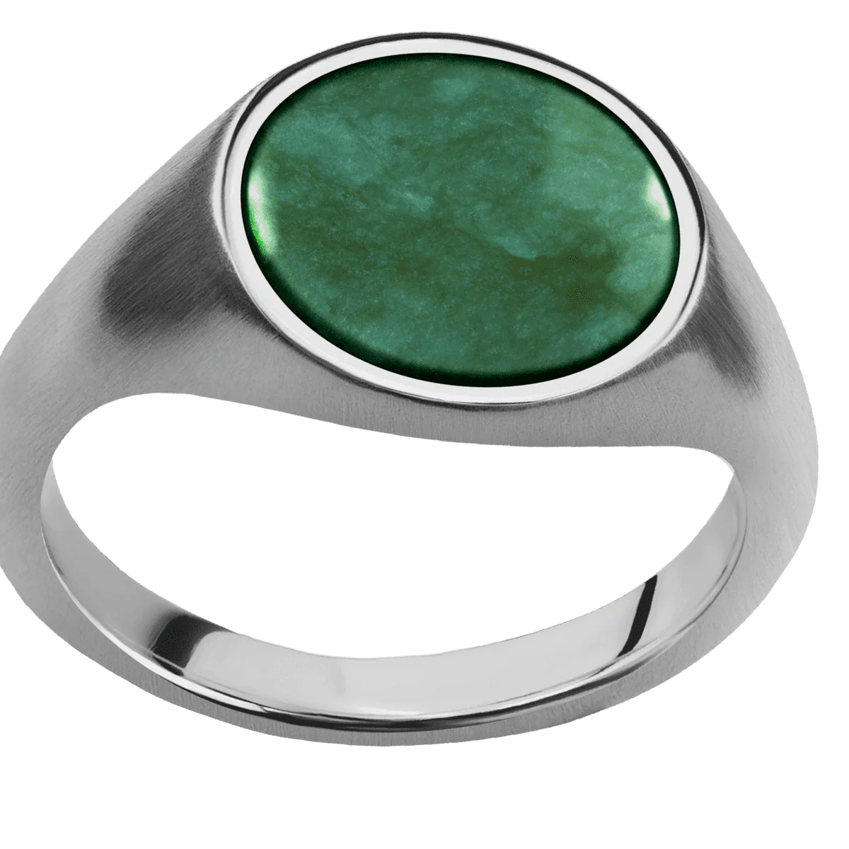 Medium Circle signet ring (14mm) in Titanium, with a Thin style band, a Washington Green Jade inlay. - Image 3
