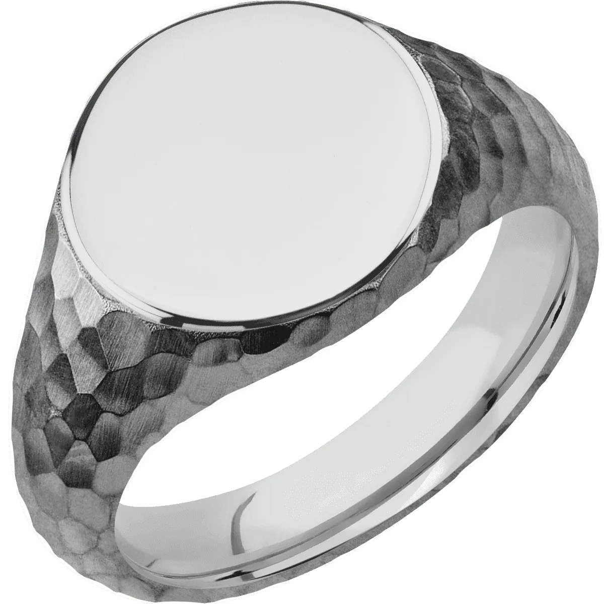 Medium Circle signet ring (14mm) in Titanium, with a Wide style band. - Image 2