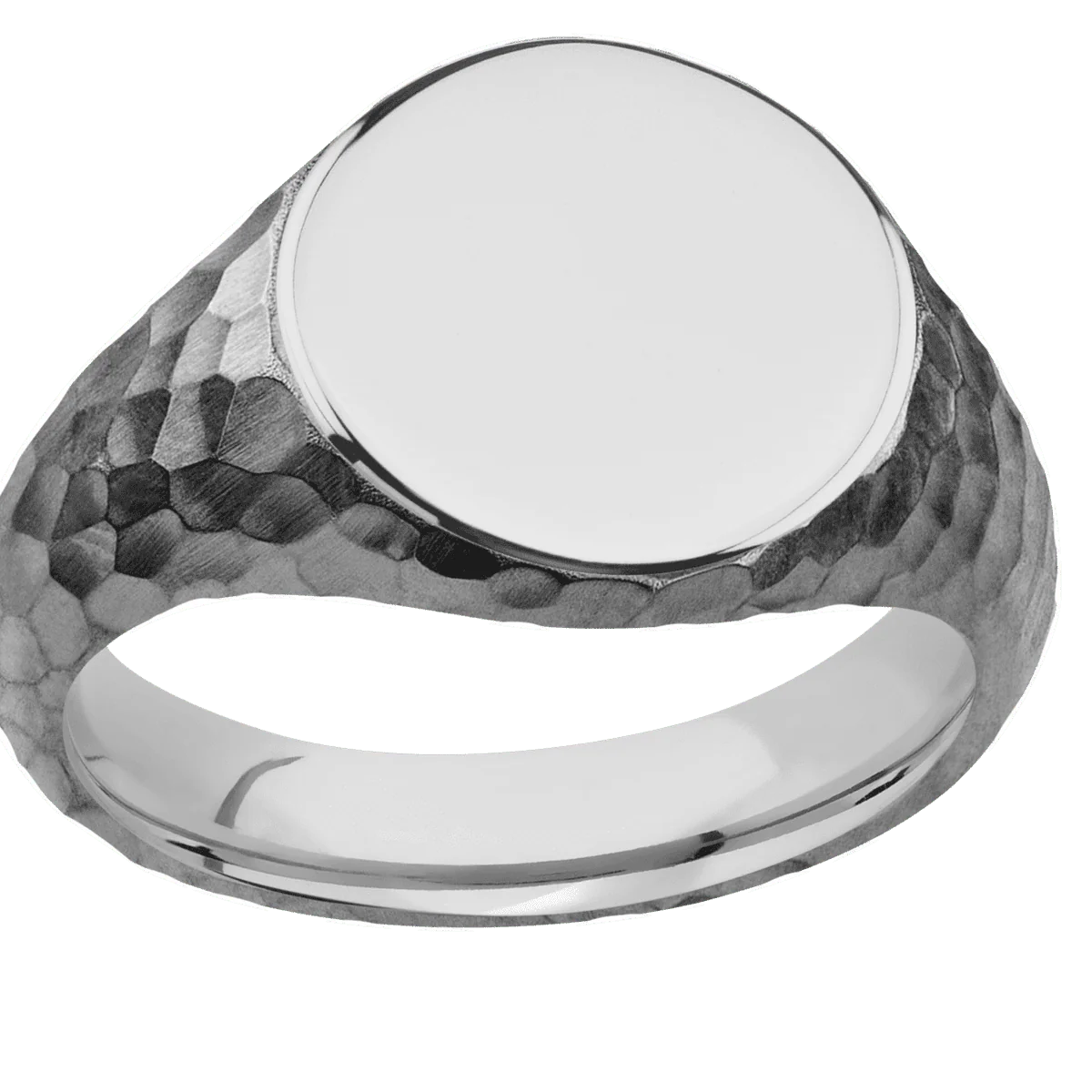 Medium Circle signet ring (14mm) in Titanium, with a Wide style band. - Image 3