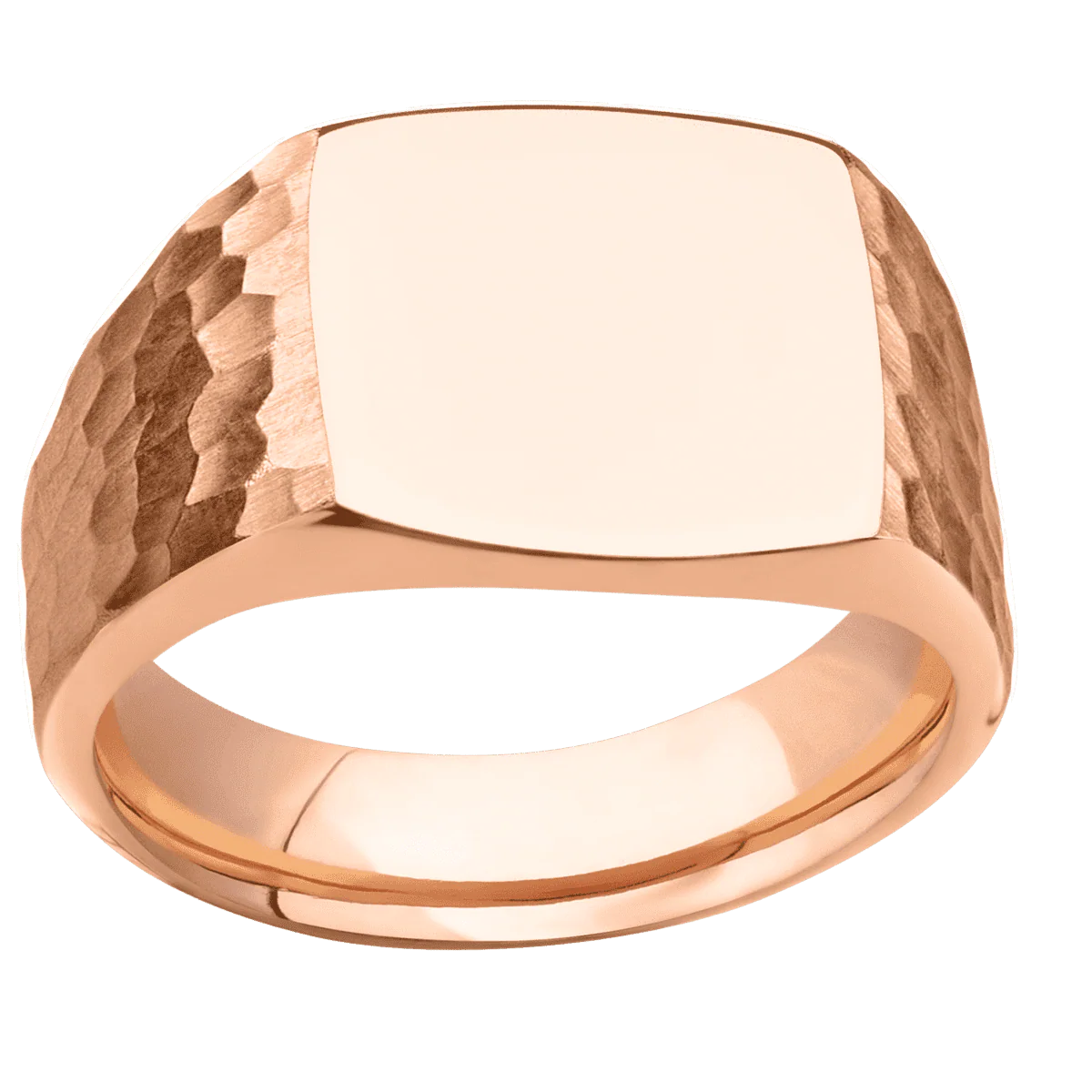 Medium Cushion signet ring (14x14mm) in 18K Rose Gold, with a Wide style band. - Image 3