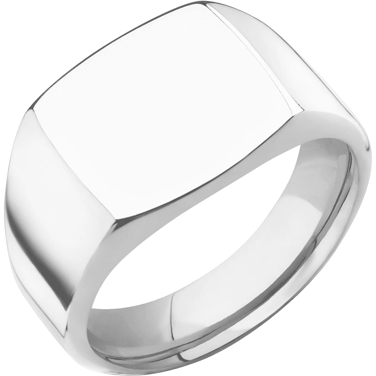 Medium Cushion signet ring (14x14mm) in Palladium Silver, with a Wide style band. - Image 2