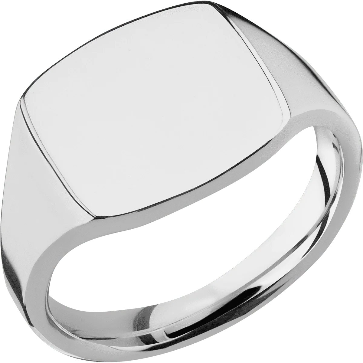 Medium Cushion signet ring (14x14mm) in Titanium, with a Thin style band. - Image 2