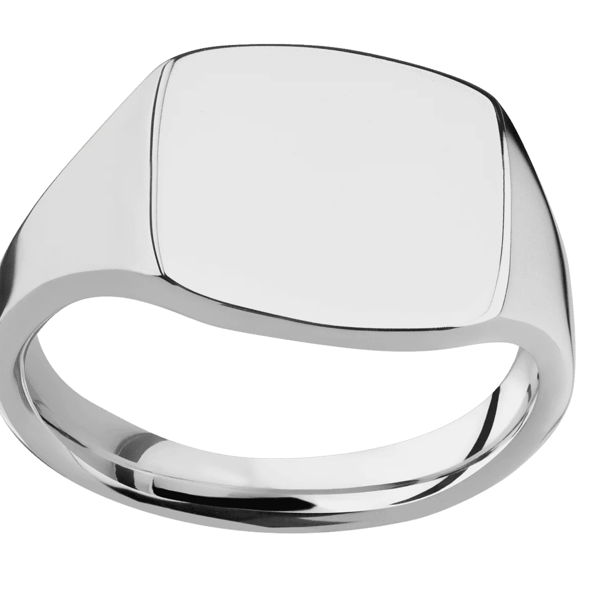 Medium Cushion signet ring (14x14mm) in Titanium, with a Thin style band. - Image 3