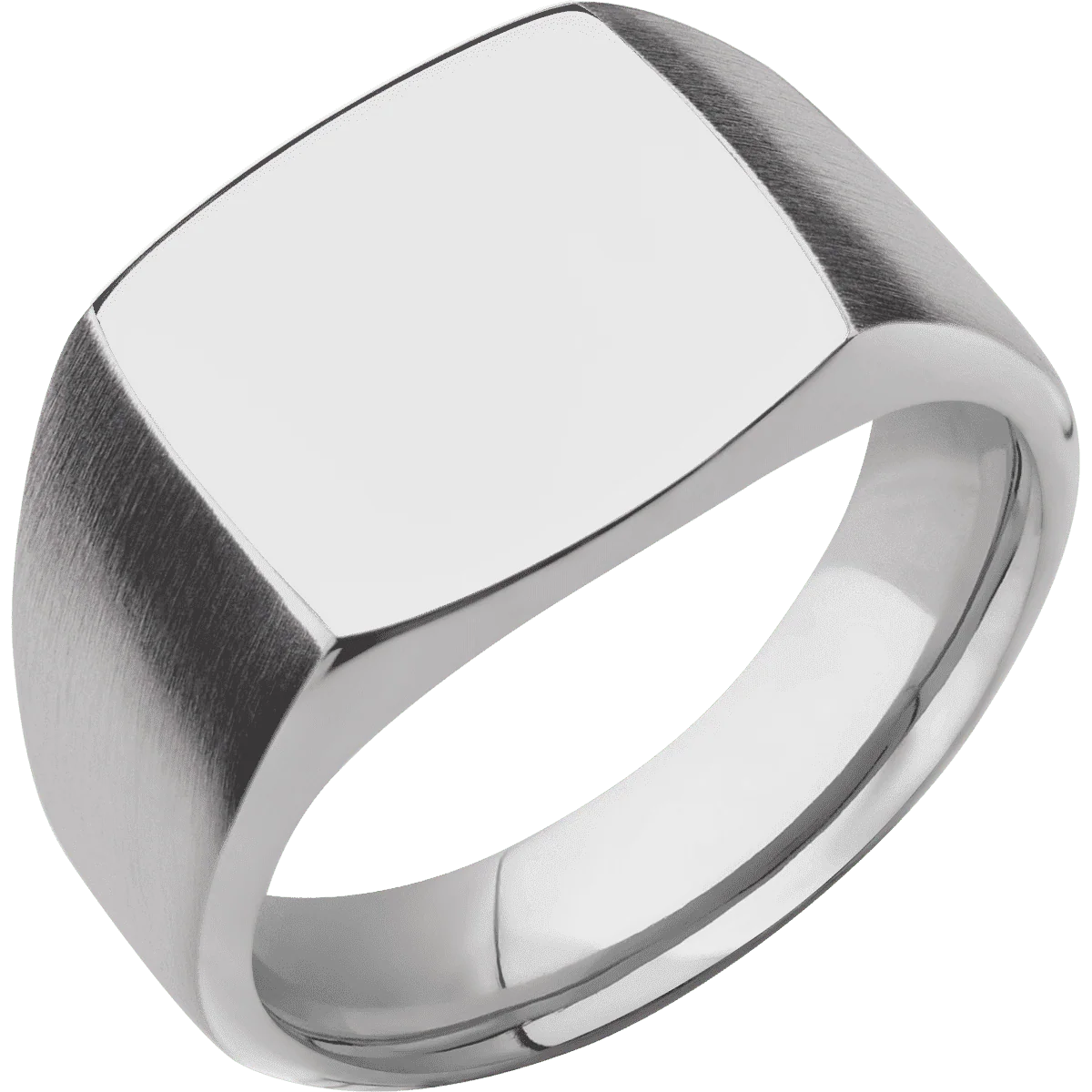 Medium Cushion signet ring (14x14mm) in Titanium, with a Wide style band. - Image 2