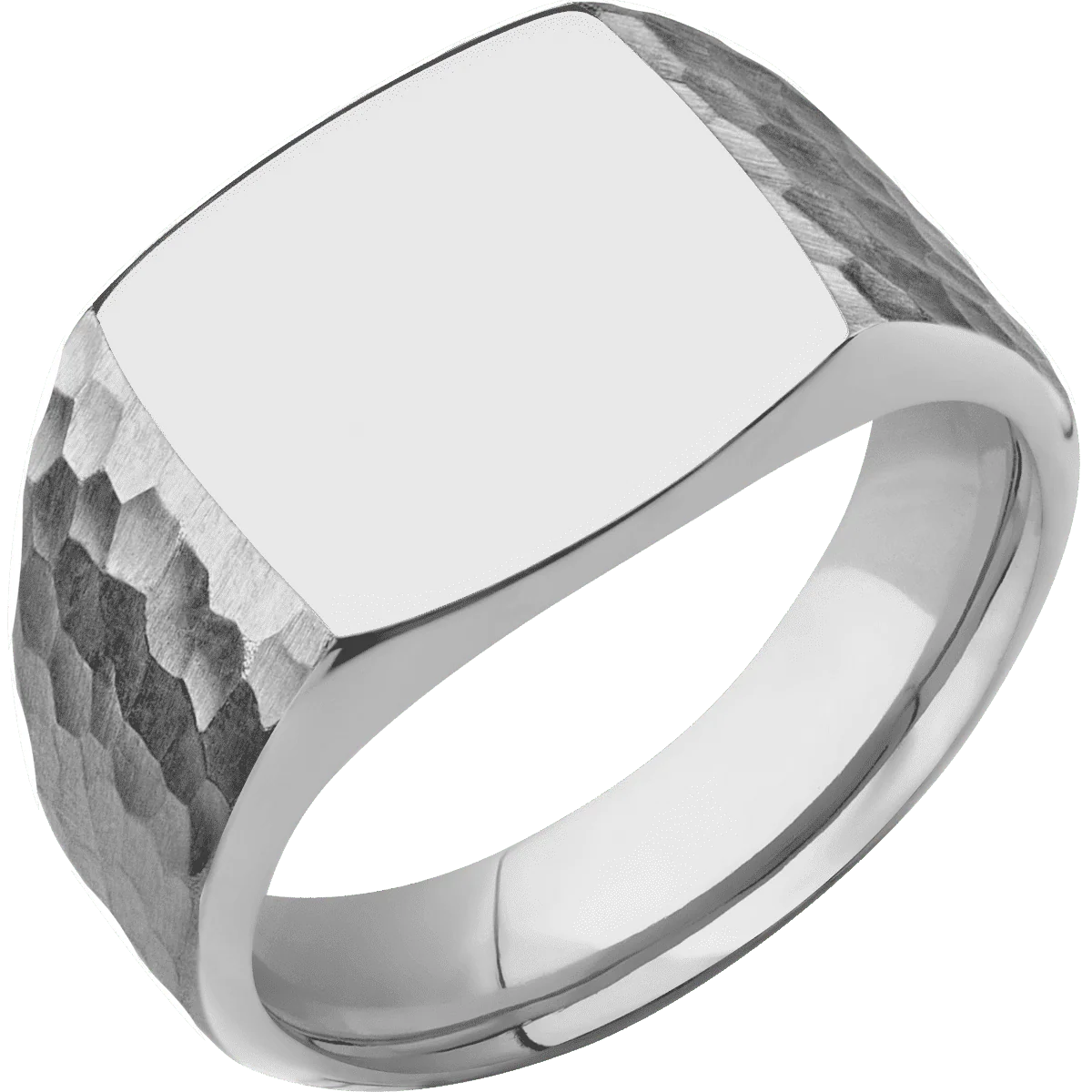 Medium Cushion signet ring (14x14mm) in Titanium, with a Wide style band. - Image 2
