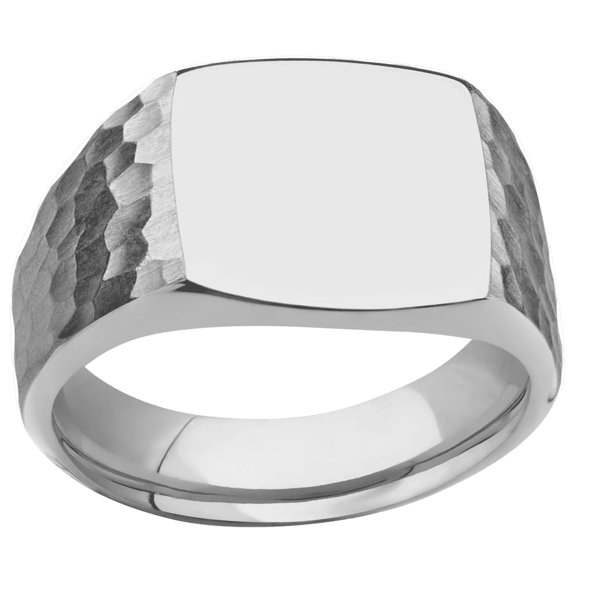 Medium Cushion signet ring (14x14mm) in Titanium, with a Wide style band. - Image 3