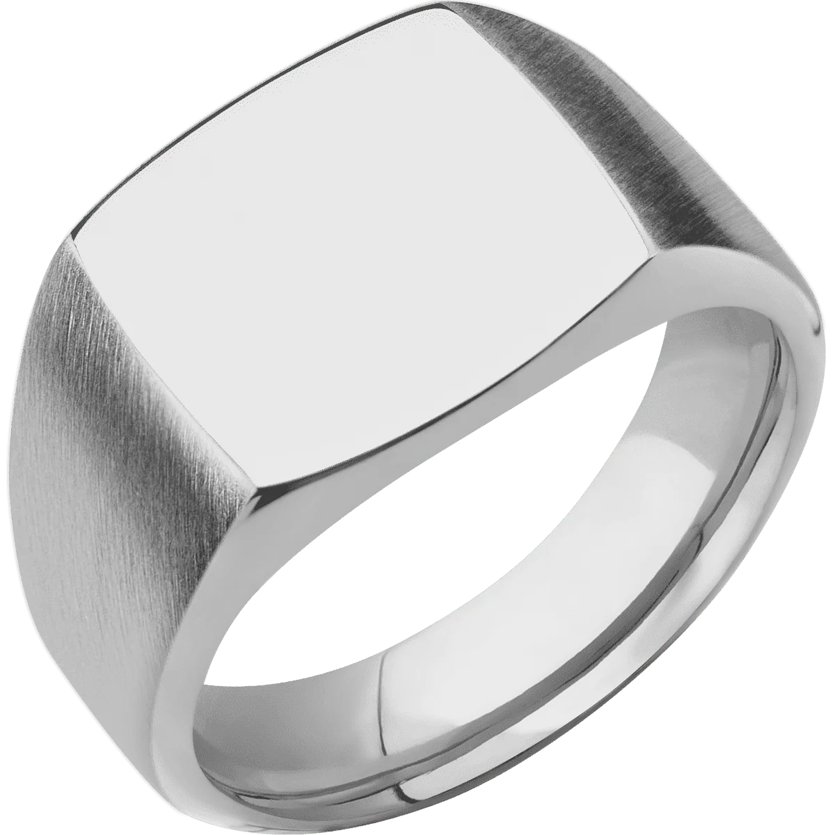 Medium Cushion signet ring (14x14mm) in Titanium, with a Wide style band. - Image 2