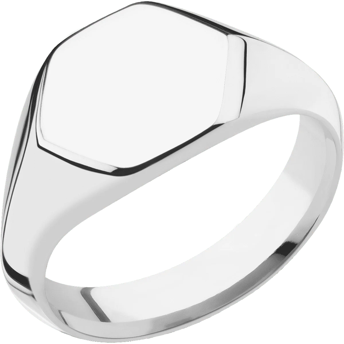 Medium Hexagon signet ring (13.9x12mm) in Palladium Silver, with a Wide style band. - Image 2
