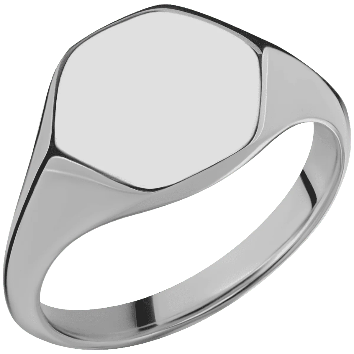 Medium Hexagon signet ring (13.9x12mm) in Titanium, with a Thin style band. - Image 2
