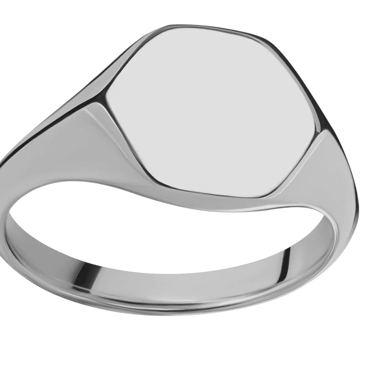 Medium Hexagon signet ring (13.9x12mm) in Titanium, with a Thin style band. - Image 3