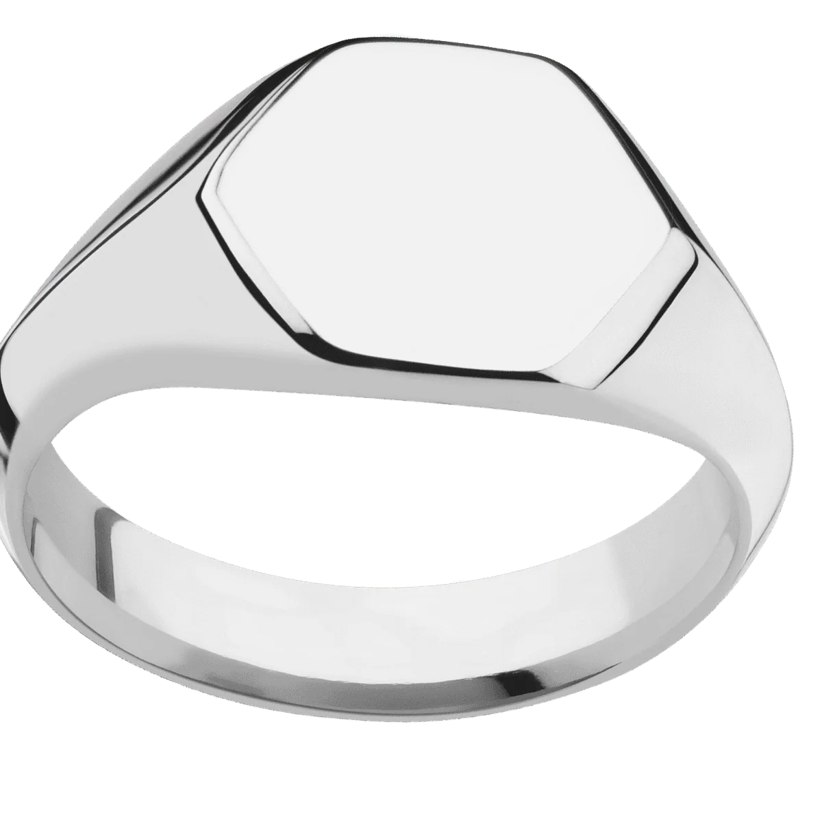 Medium Hexagon signet ring (13.9x12mm) in Titanium, with a Wide style band. - Image 3
