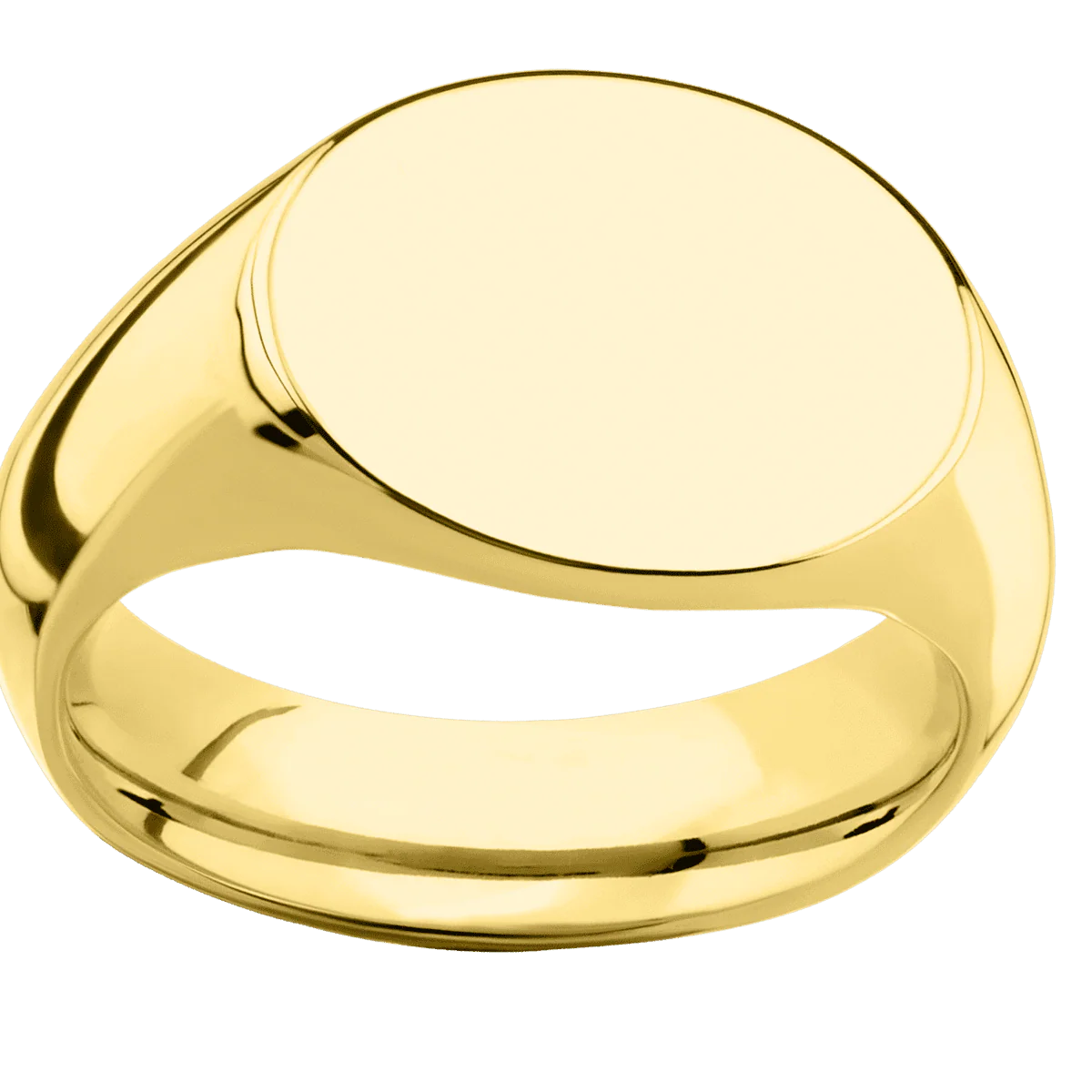 Medium Horizontal Oval signet ring (16x13mm) in 18K Yellow Gold, with a Wide style band. - Image 3