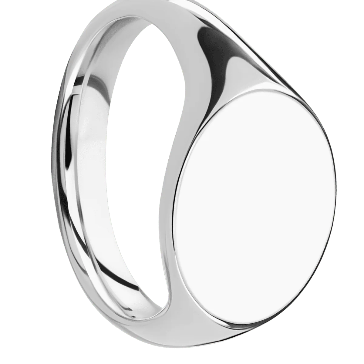 Medium Horizontal Oval signet ring (16x13mm) in Cobalt Chrome, with a Thin style band.