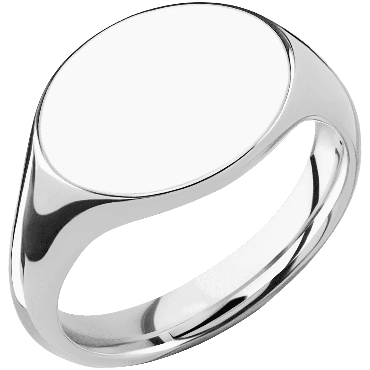 Medium Horizontal Oval signet ring (16x13mm) in Cobalt Chrome, with a Thin style band. - Image 2