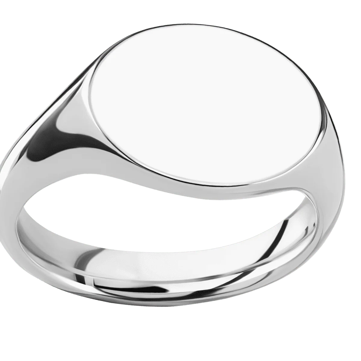 Medium Horizontal Oval signet ring (16x13mm) in Cobalt Chrome, with a Thin style band. - Image 3