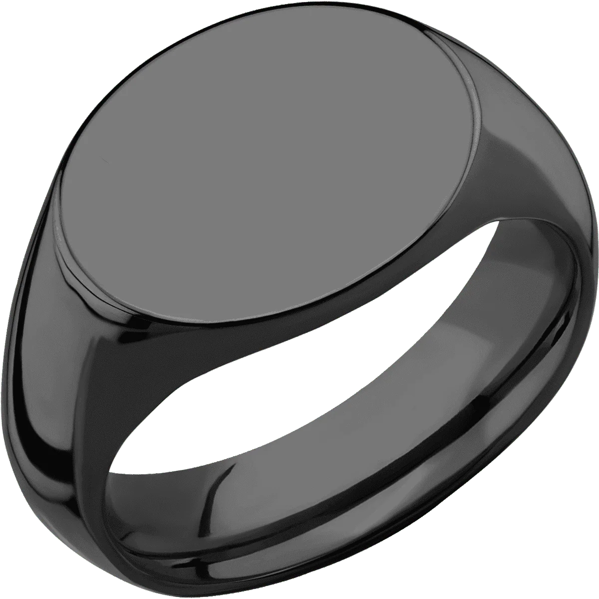 Medium Horizontal Oval signet ring (16x13mm) in Zirconium, with a Wide style band. - Image 2
